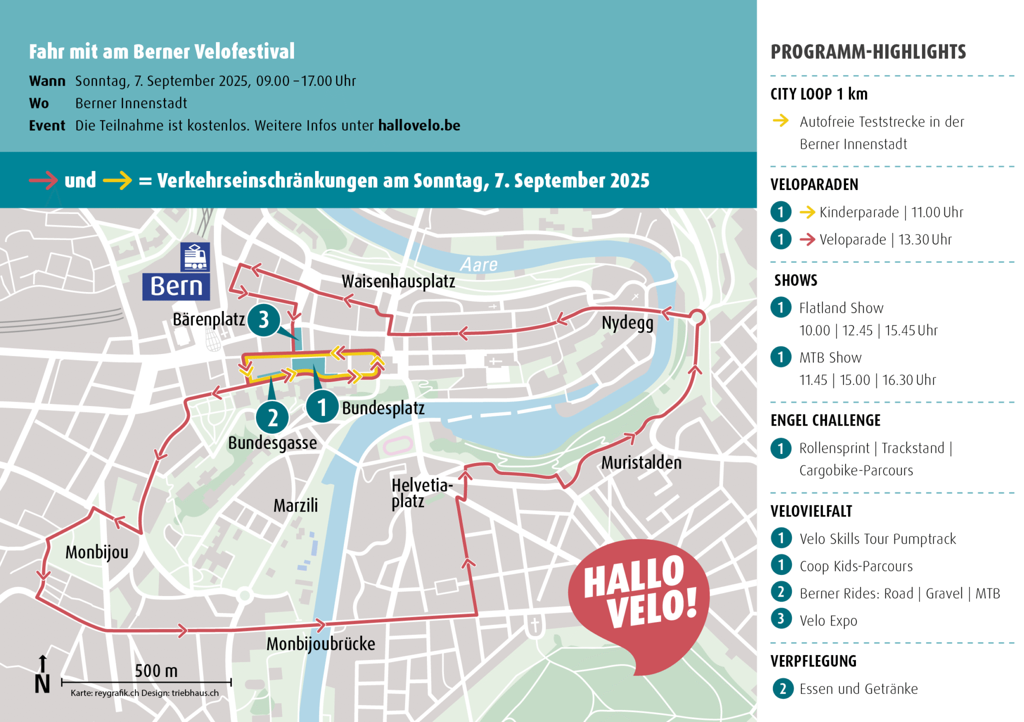 Streckenführung «Hallo Velo» 2025